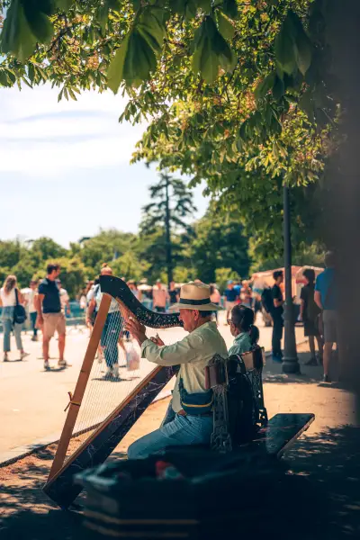 Man playing the harp