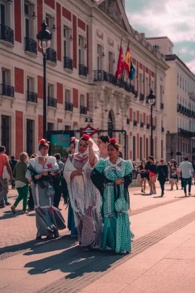 Women dressed in traditional clothes during the San Isidro festival