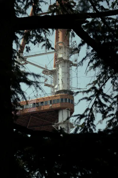 The Tbilisi TV Tower Framed by Trees