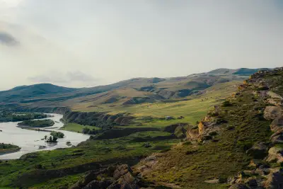 River Mtkvari Winding Through the Hills