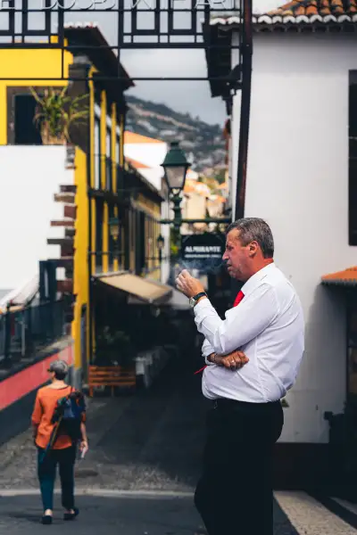 Restaurant employee having a break