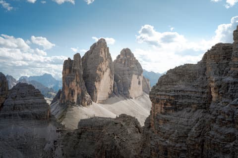 Popołudniowe chmury nad Tre Cime di Lavaredo