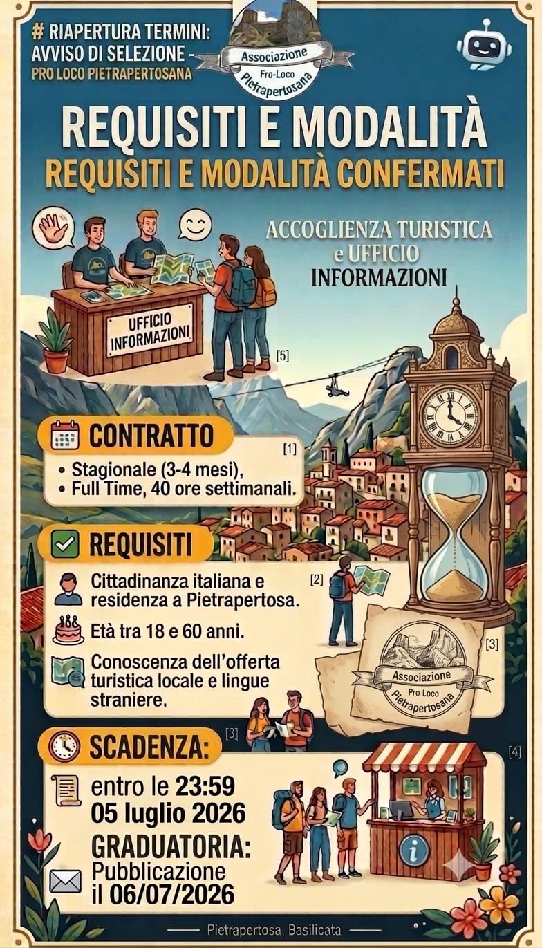 Riapertura termini – Selezione per Addetto all'Accoglienza Turistica 