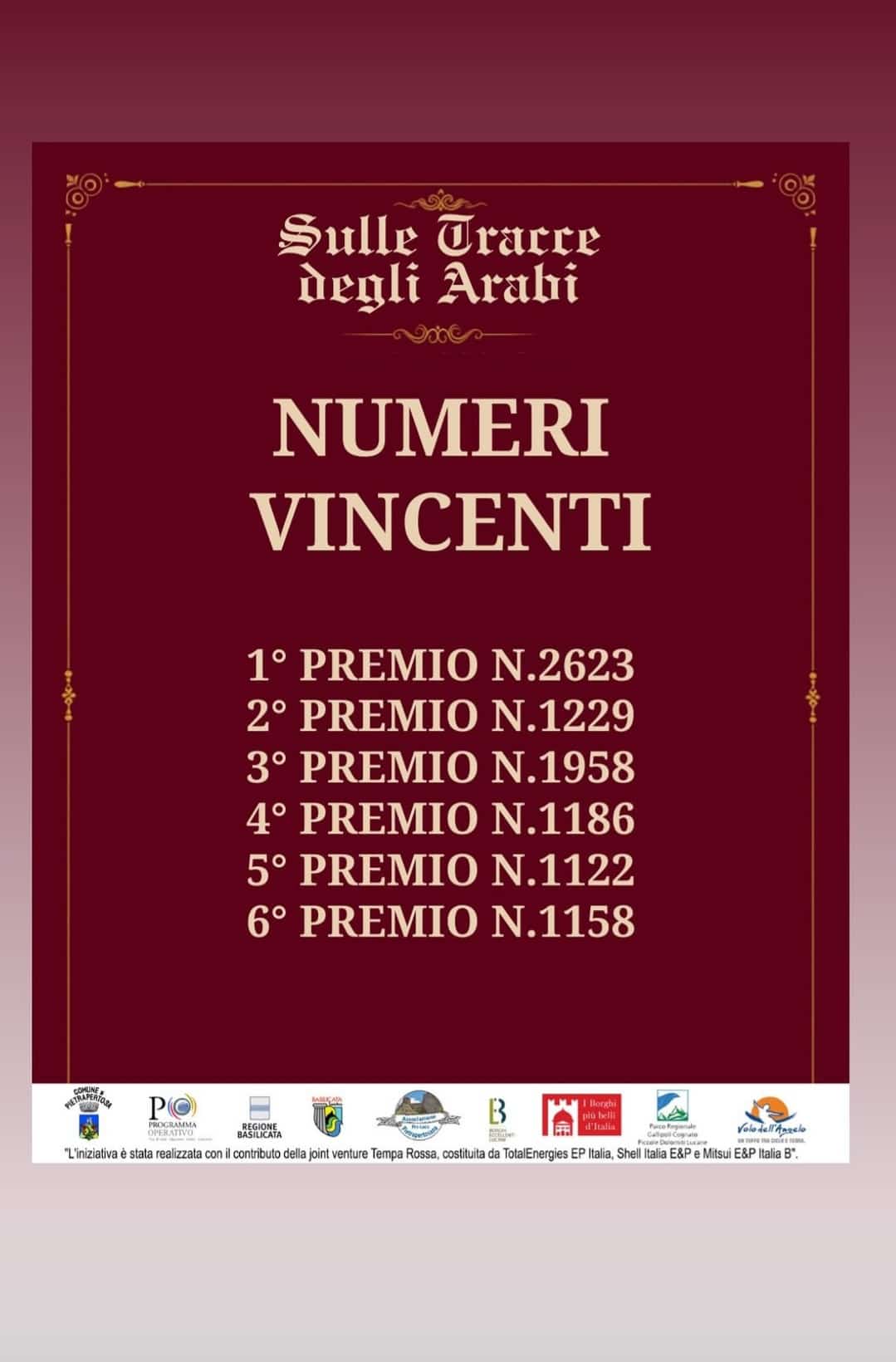 Sulle Tracce degli Arabi: i numeri vincenti
