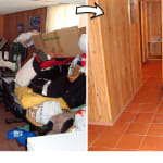 Basement Cleanout Before and After: Basement with Rubble vs. Clean Basement by 1-844-JUNK-RAT