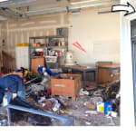 Garage Cleanout Before and After: Garage with Rubble vs. Clean Garage by 1-844-JUNK-RAT