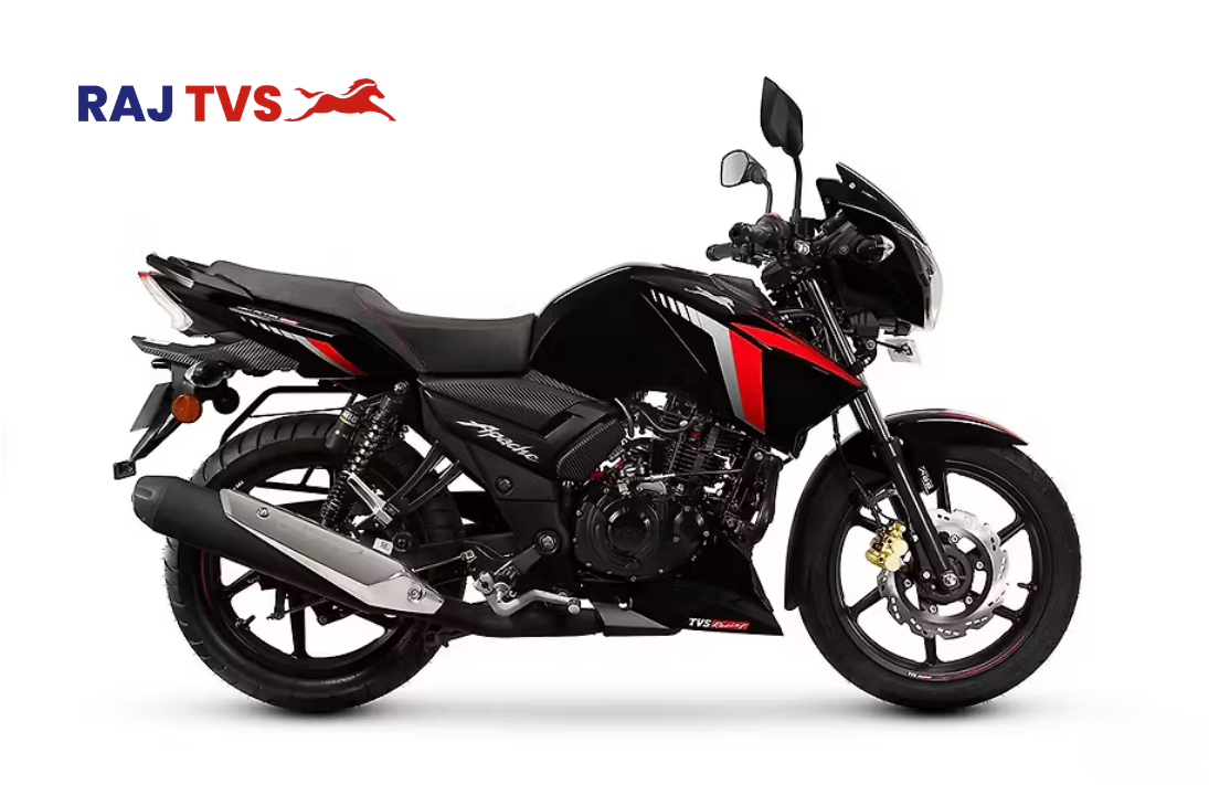 TVS Apache RTR 160 2V — Glossy Black with Red Stripe