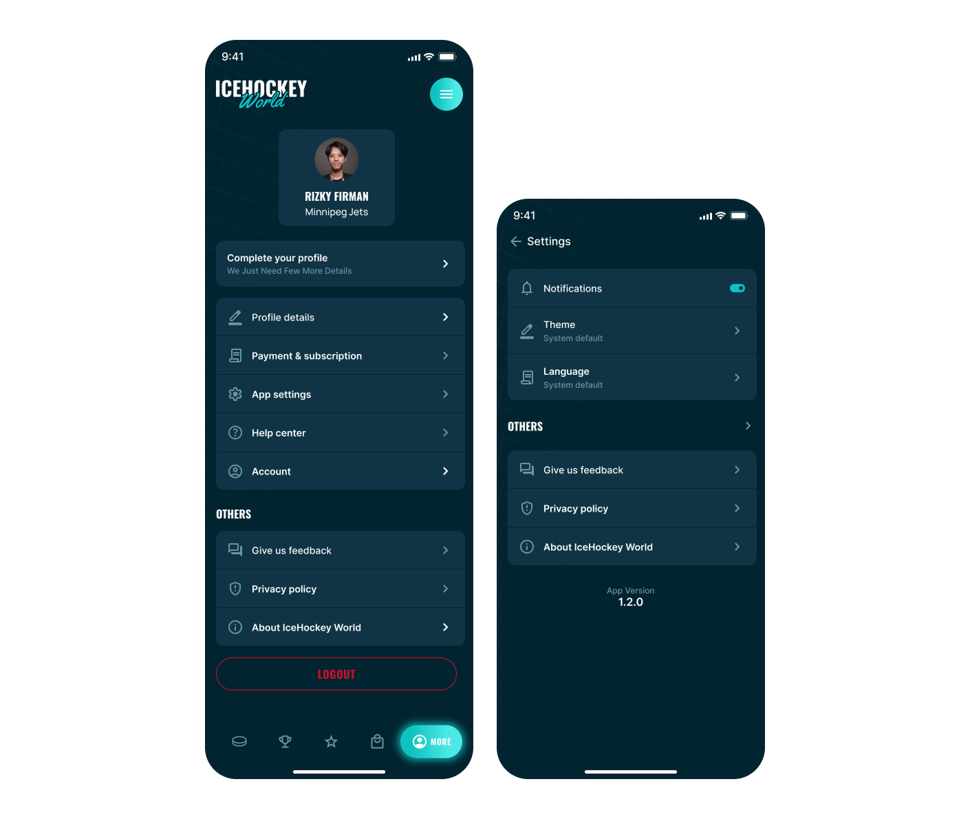 Hamburger menu setting