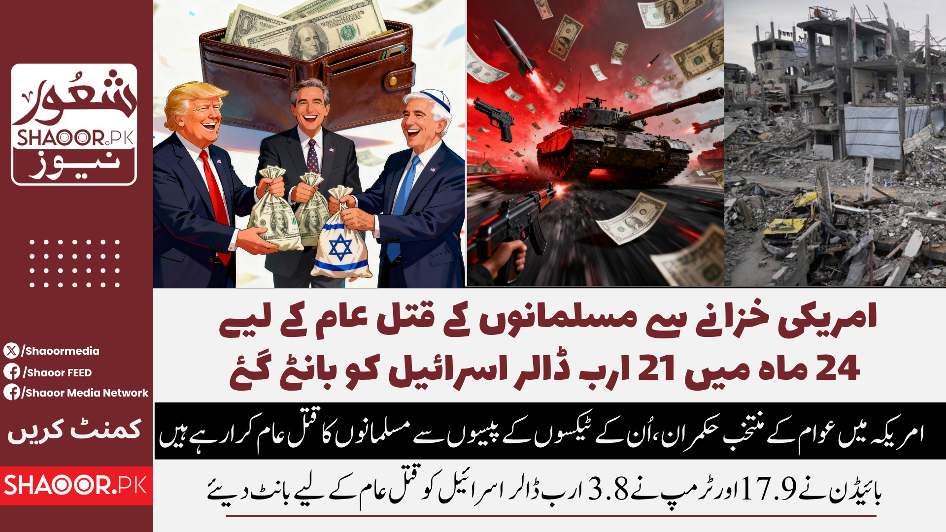 امریکی خزانے سے 21 ارب ڈالر مسلمانوں کے قتل میں خرچ ہوئے