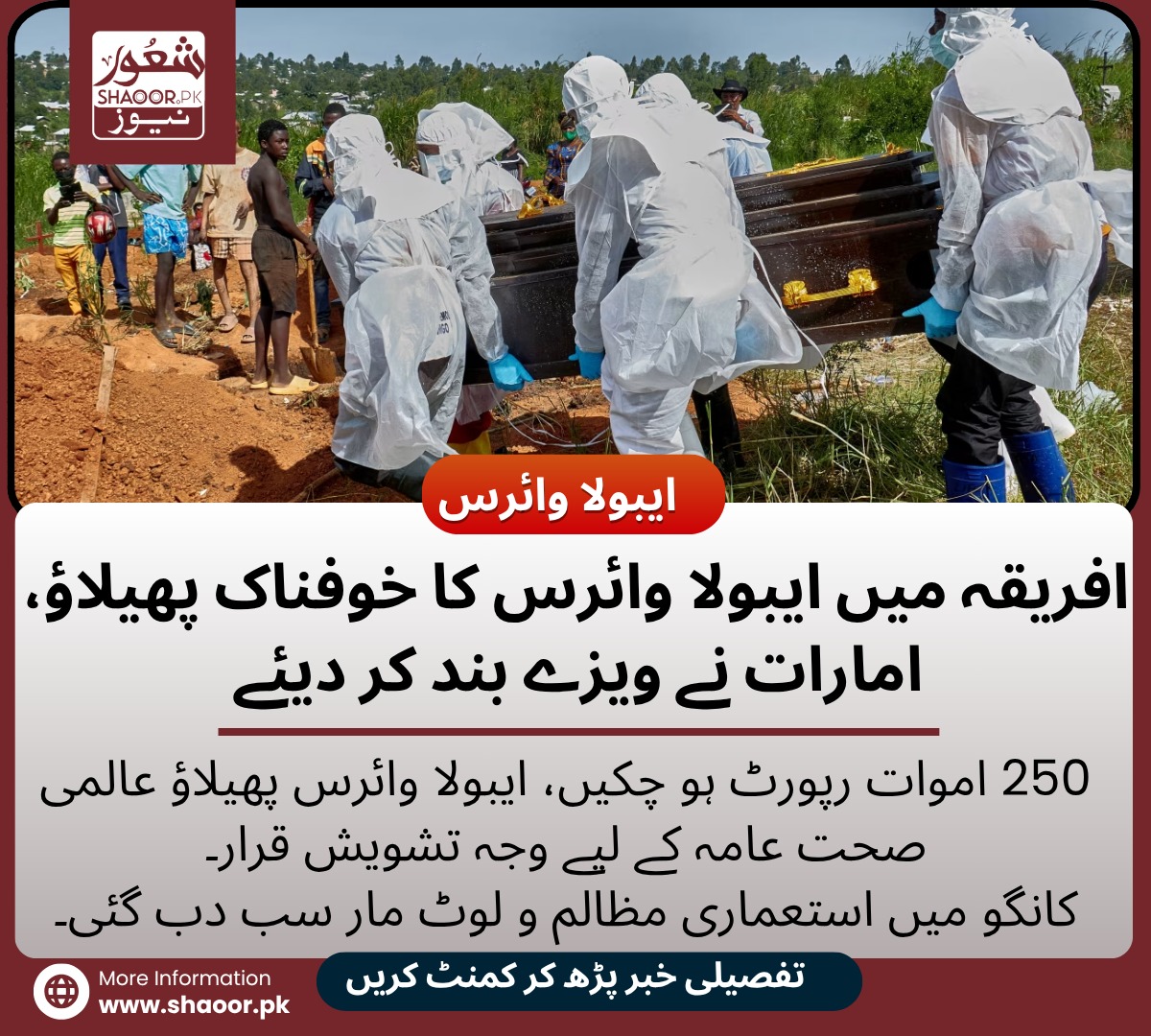 ایبولا وائرس: افریقہ میں پھر پنجے گاڑھنے لگا، امارات نے ویزے بند کر دیئے۔ سرمایہ دارانہ نظام کی ایک اور غلیظ پیداوار ایبولا وائرس۔ ایبولا وائرس پھیلاؤ عالمی صحت عامہ کے لیے وجہ تشویش قرار۔