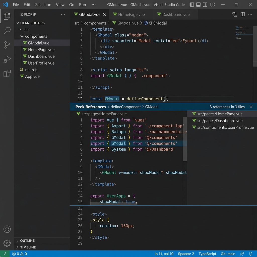 Peek References view showing all import locations