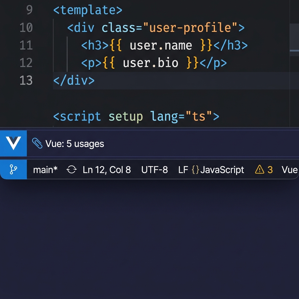 Status Bar hiển thị số lượng usage của Vue component