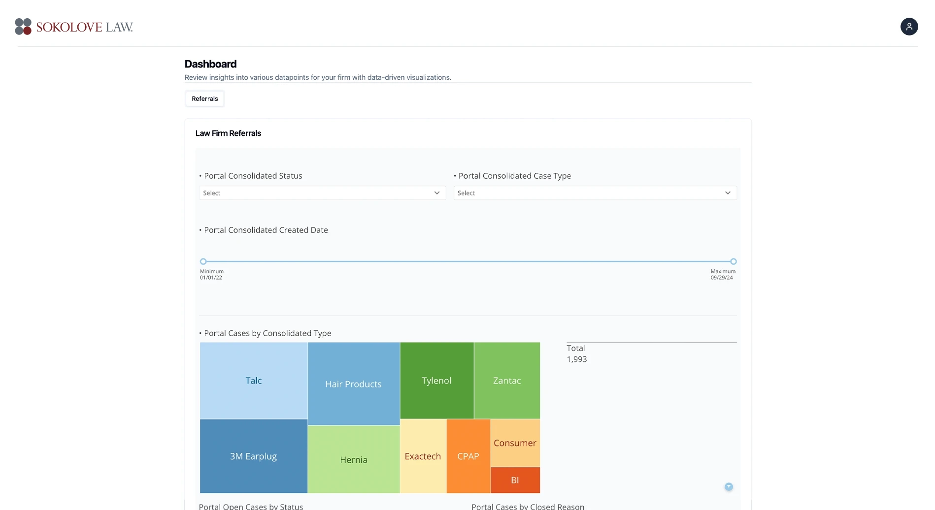 Sokolove Law Referrals Portal preview