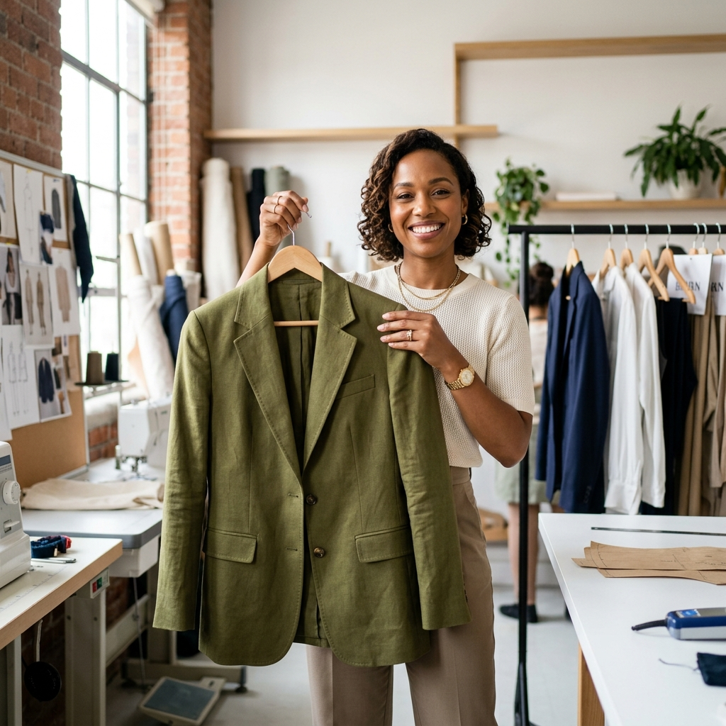 Confident brand owner with perfect garment sample
