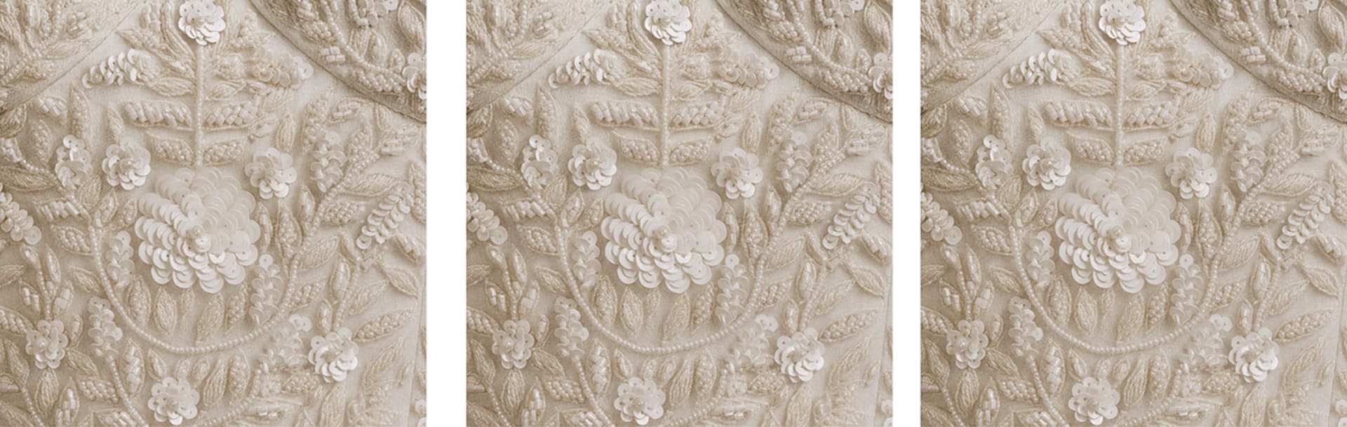 Intricate white-on-white embroidery art