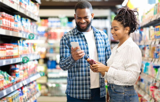 Man and women in a pharmacy