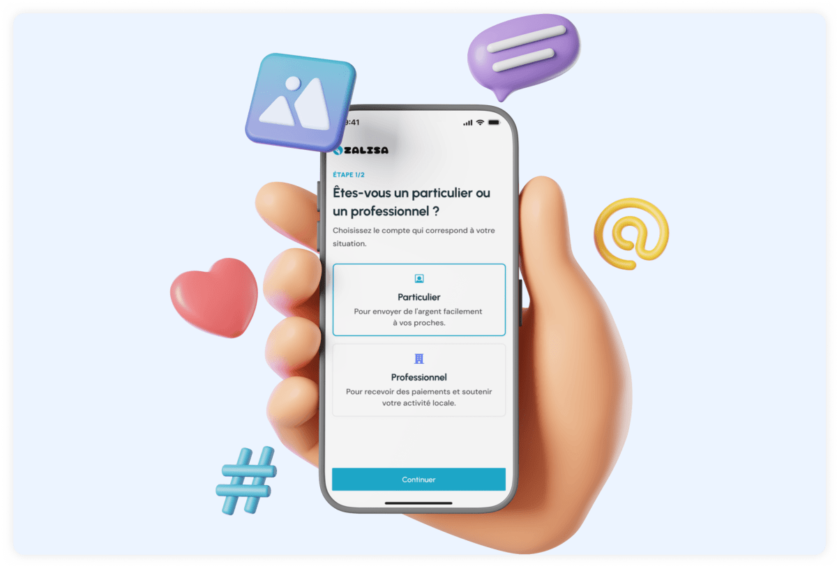Zalisa signup screenshot