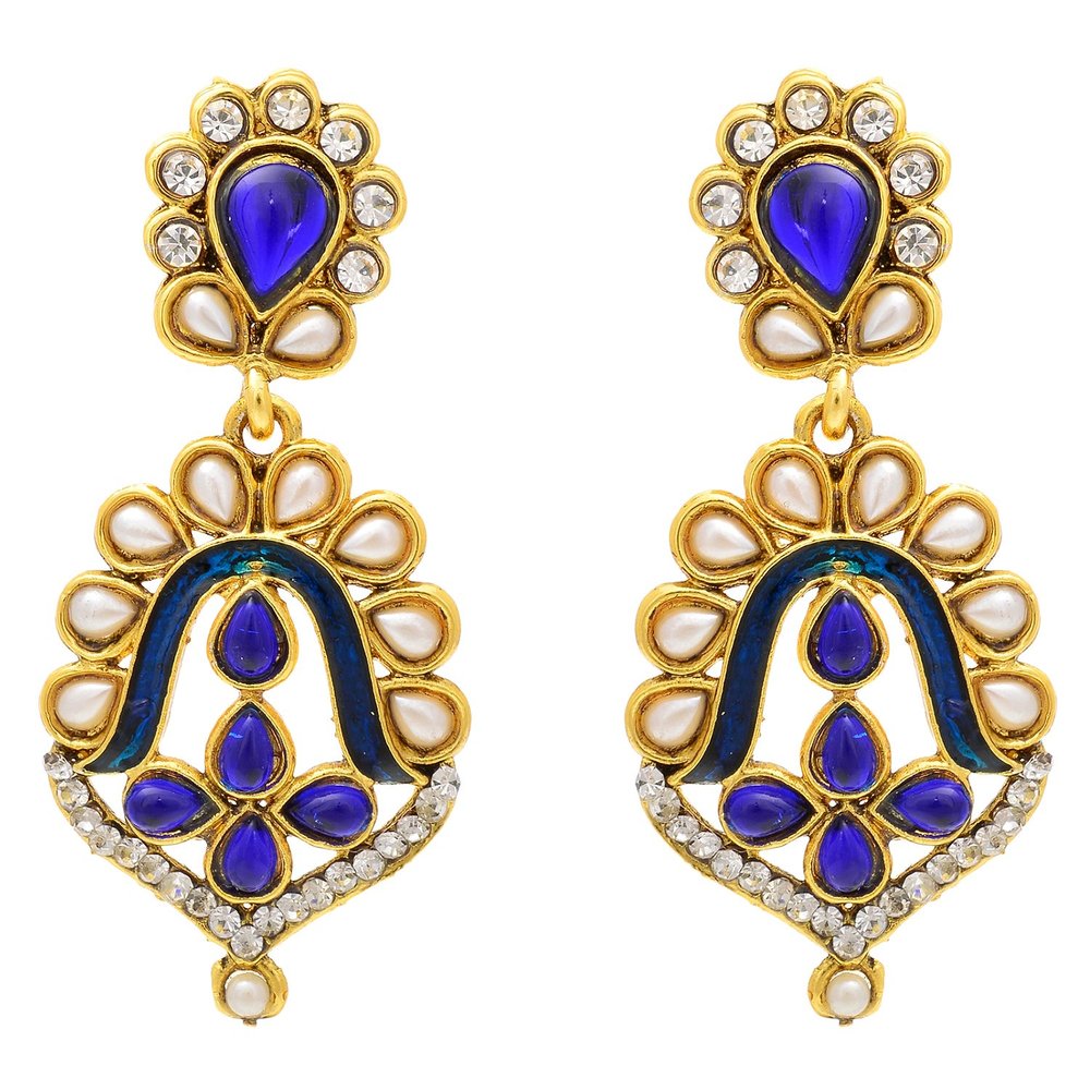 Blue Meenakari Ethnic Earrings - Image 1