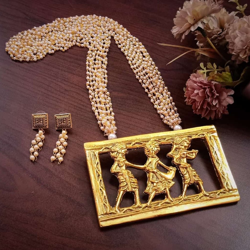 Beads Kundan Work Necklace Set - Image 3