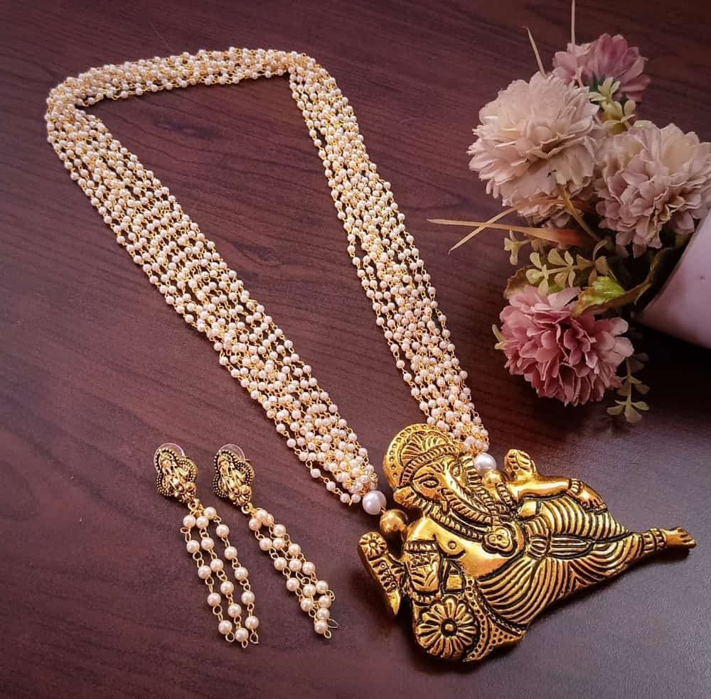 Beads Kundan Work Necklace Set - Image 5