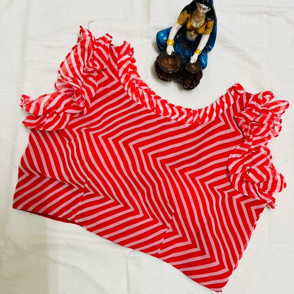 Red Stripes Print Blouse - Image 1