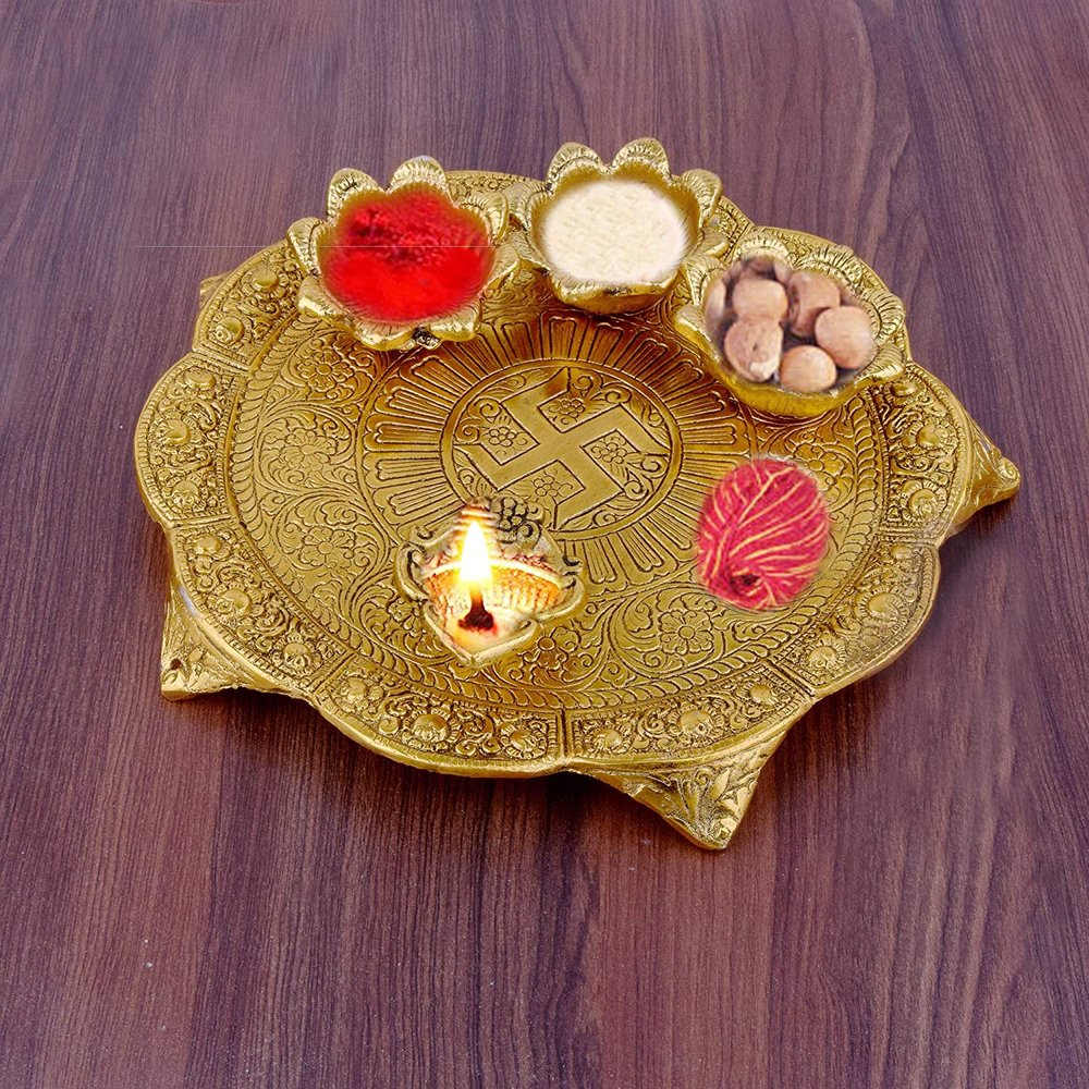 Brass Metal Pooja Thali - Image 1
