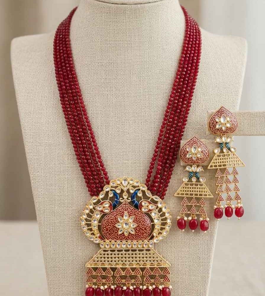 Royal Maroon Tribal Crescent Statement Haram Set - Image 1