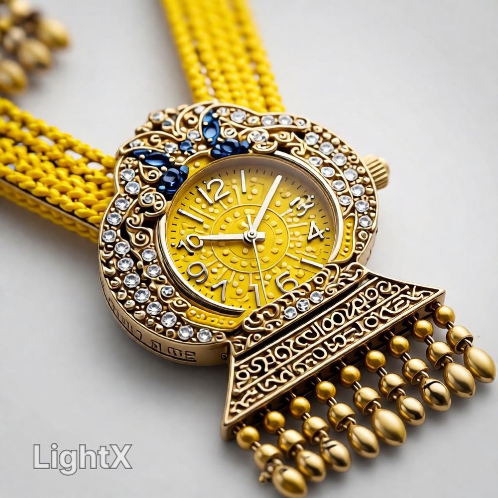 Sunshine Yellow Tribal Crescent Statement Haram Set - Image 1