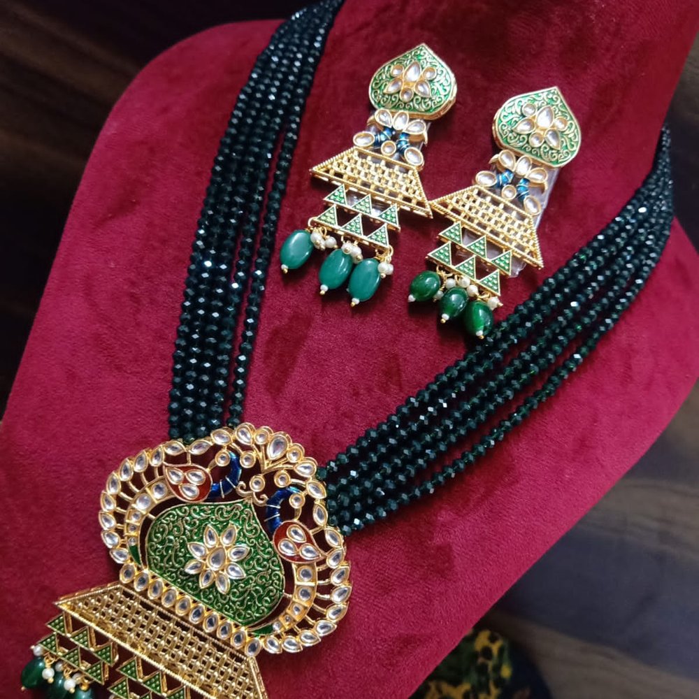 Emerald Green Tribal Crescent Statement Haram Set - Image 1