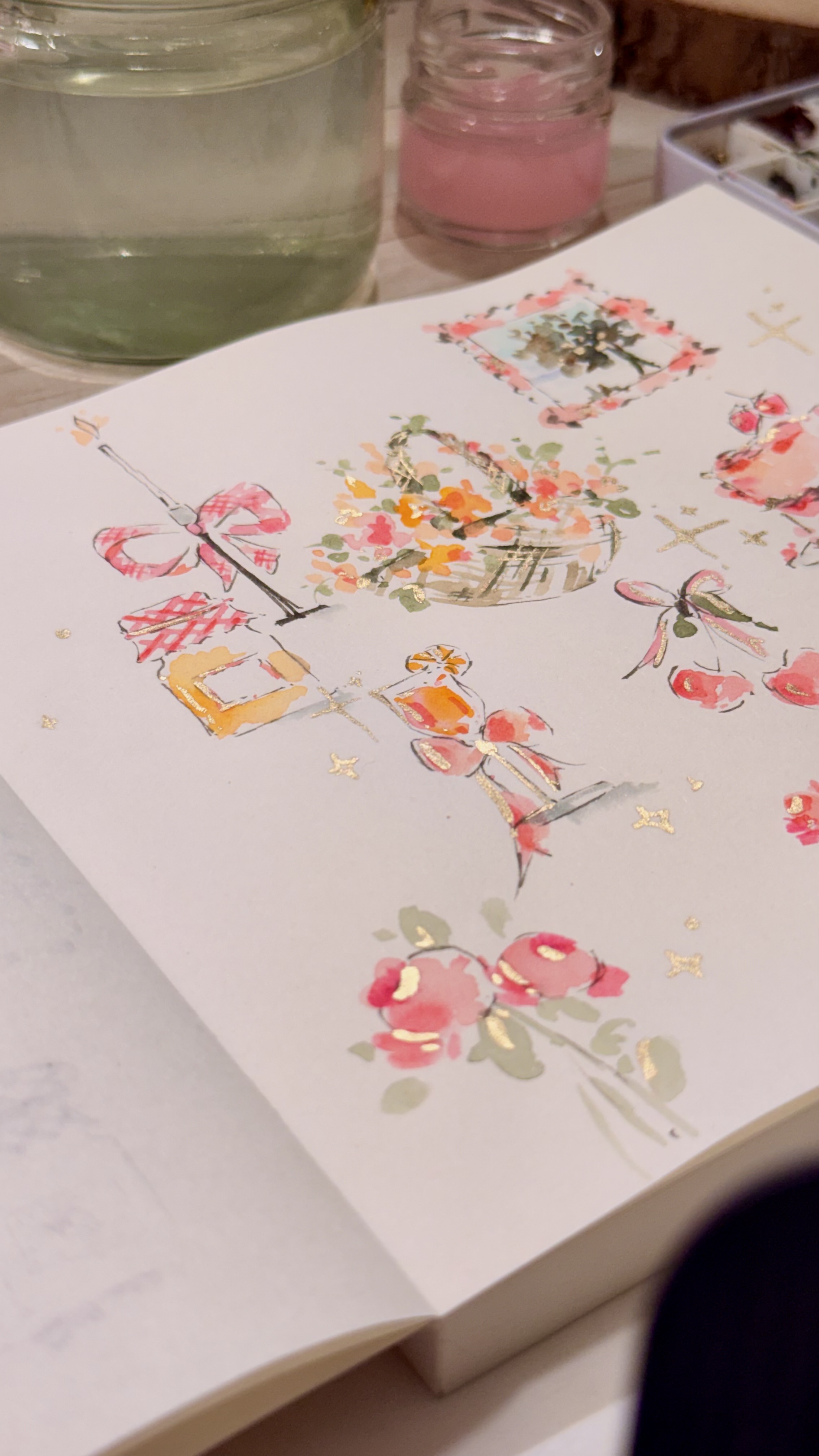 Watercolor tea party illustration sample