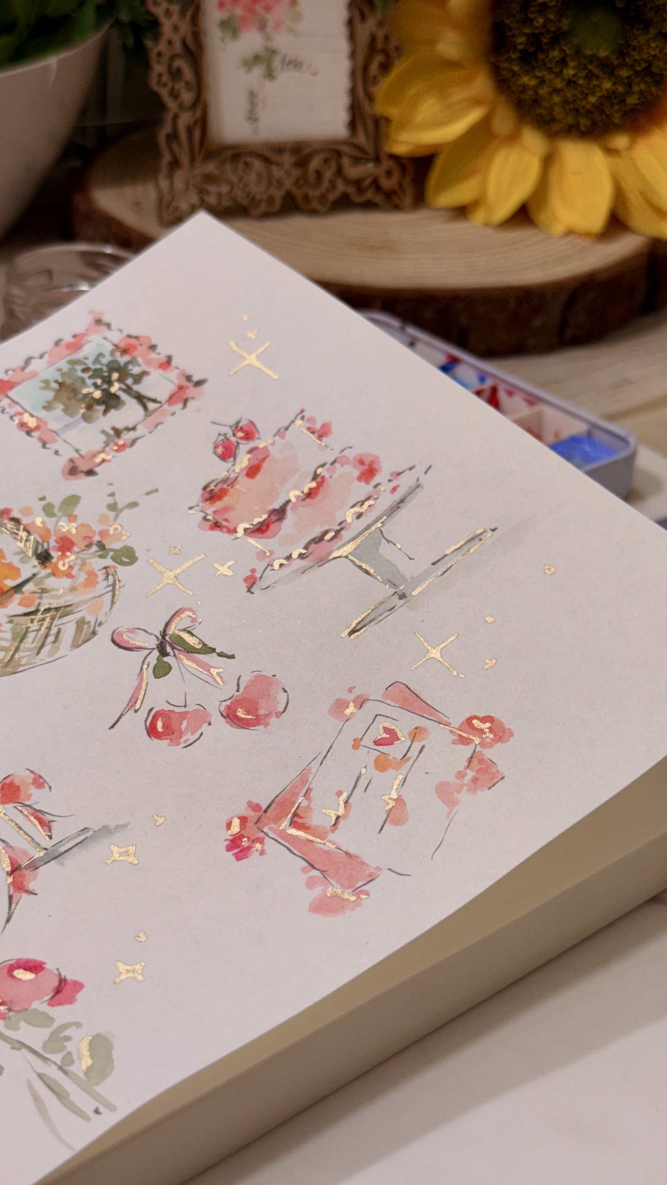 Watercolor tea party illustration sample