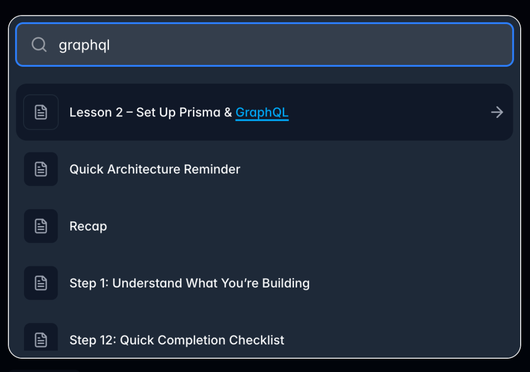 AI search interface displaying instant course results