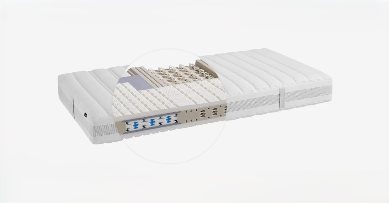 Die Riposa Matratze Belissima soft bietet im Querschnitt ihre Feder- und Schaumstoffschichten und damit optimale Unterstützung und Komfort. Die Riposa Matratze Belissima soft bietet im Querschnitt ihre Feder- und Schaumstoffschichten und damit optimale Unterstützung und Komfort.