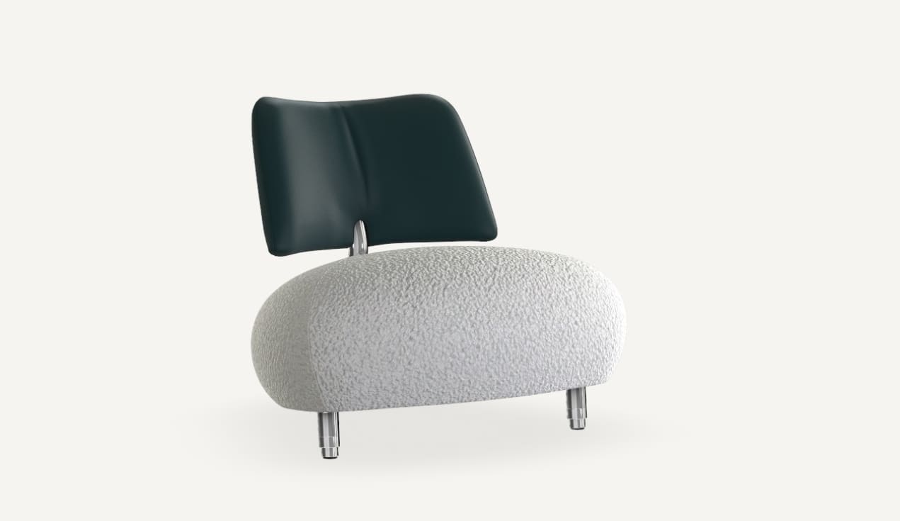 Le fauteuil Leolux Pallone Ma est un fauteuil d'appoint moderne avec un coussin blanc structuré, un dossier incurvé foncé et quatre pieds courts en métal. Le fauteuil Leolux Pallone Ma est un fauteuil d'appoint moderne avec un coussin blanc structuré, un dossier incurvé foncé et quatre pieds courts en métal.