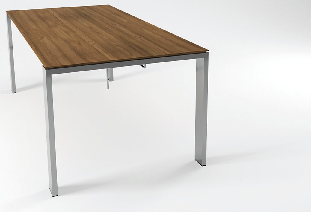 Der Willisau Esstisch Maleo ist ein rechteckiger Tisch mit einer Holzplatte und Metallbeinen, die vor einem schlichten weißen Hintergrund stehen. Der Willisau Esstisch Maleo ist ein rechteckiger Tisch mit einer Holzplatte und Metallbeinen, die vor einem schlichten weißen Hintergrund stehen.