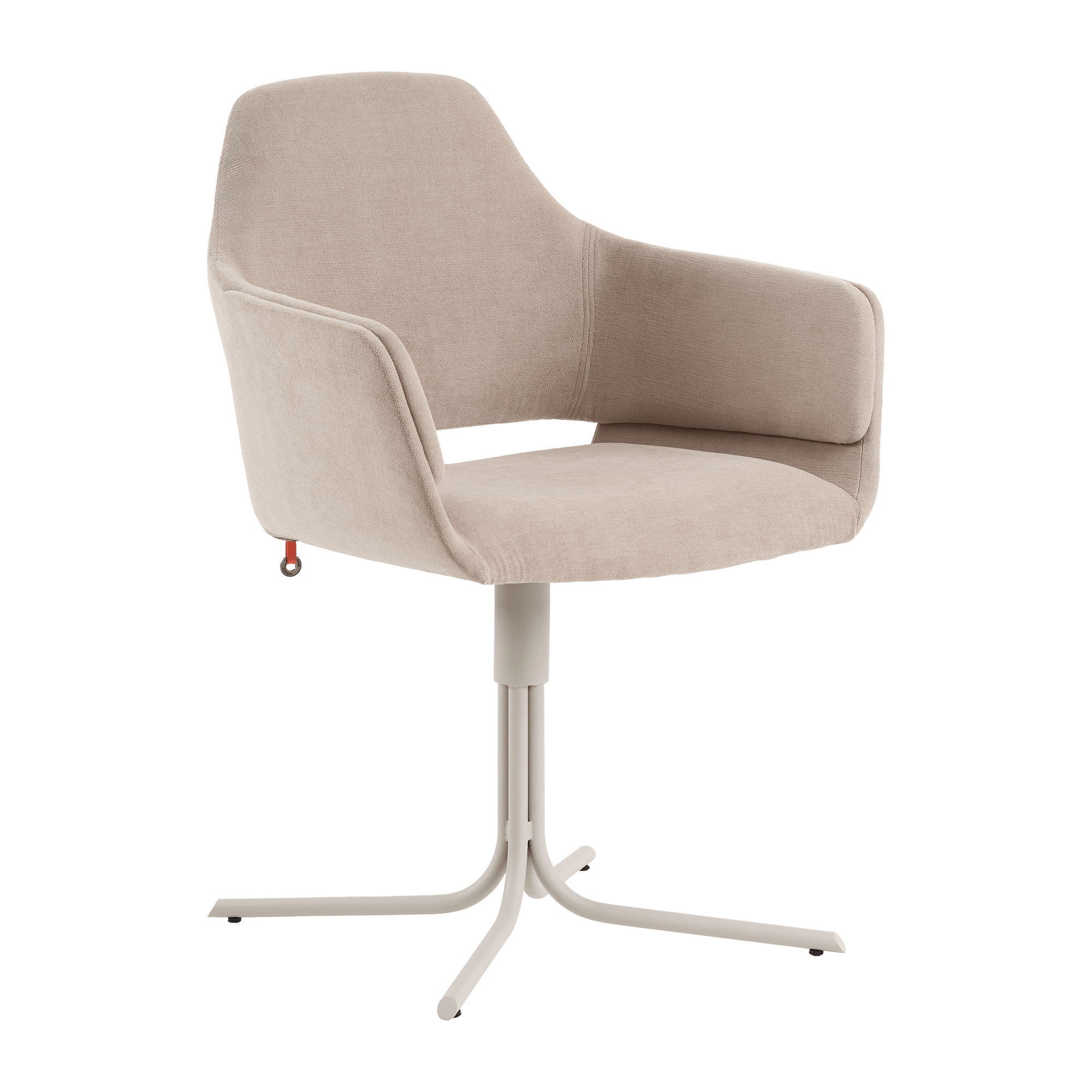 Der Mobitec Stuhl Lotus C0812 ist ein beigefarbener, gepolsterter Drehstuhl mit Armlehnen und weißem Metallfuß, der vor einem weißen Hintergrund steht. Der Mobitec Stuhl Lotus C0812 ist ein beigefarbener, gepolsterter Drehstuhl mit Armlehnen und weißem Metallfuß, der vor einem weißen Hintergrund steht.