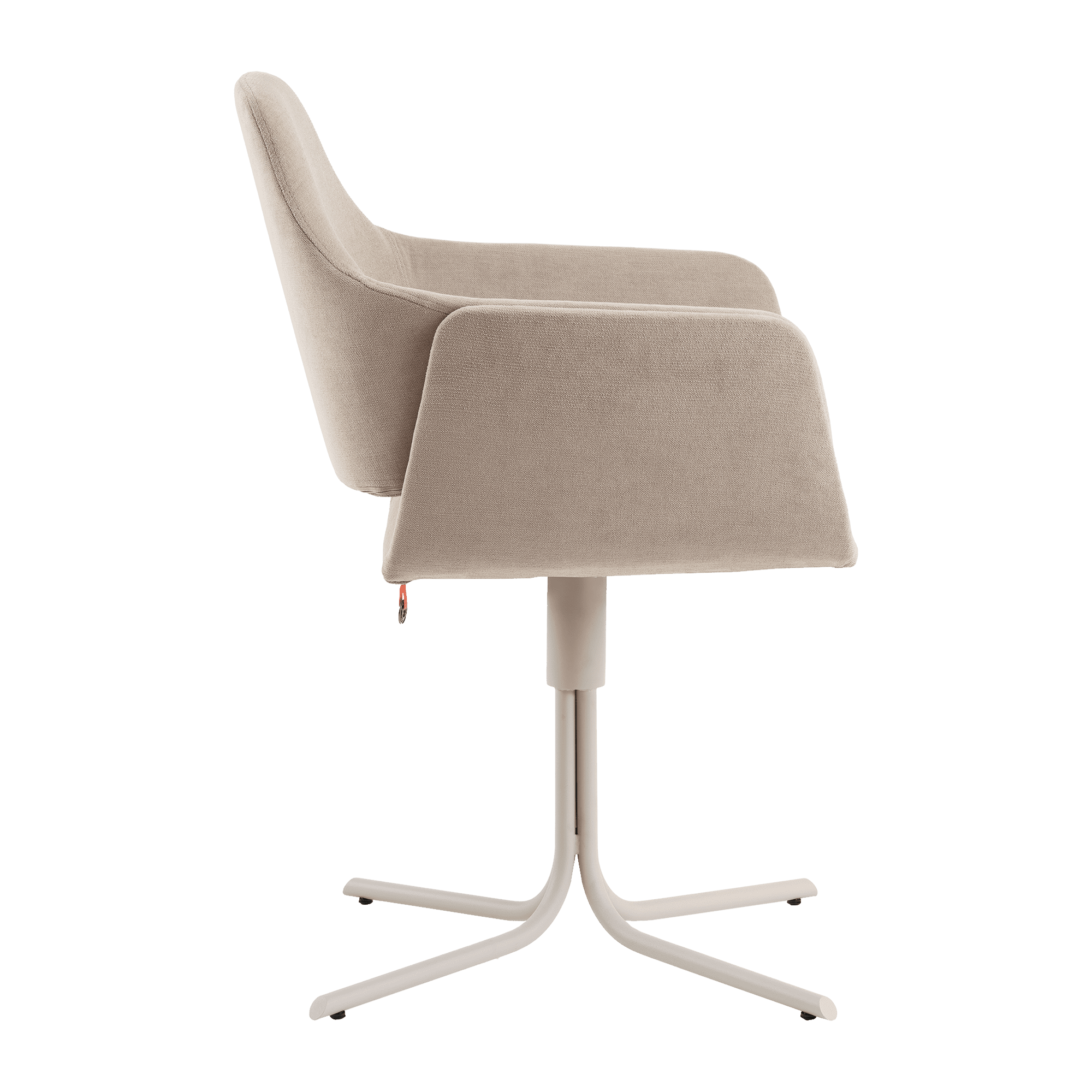 Der Mobitec Stuhl Lotus C0812 ist ein beigefarbener, gepolsterter Drehstuhl mit Armlehnen und einem Metallfuß, abgebildet in der Seitenansicht vor weißem Hintergrund. Der Mobitec Stuhl Lotus C0812 ist ein beigefarbener, gepolsterter Drehstuhl mit Armlehnen und einem Metallfuß, abgebildet in der Seitenansicht vor weißem Hintergrund.