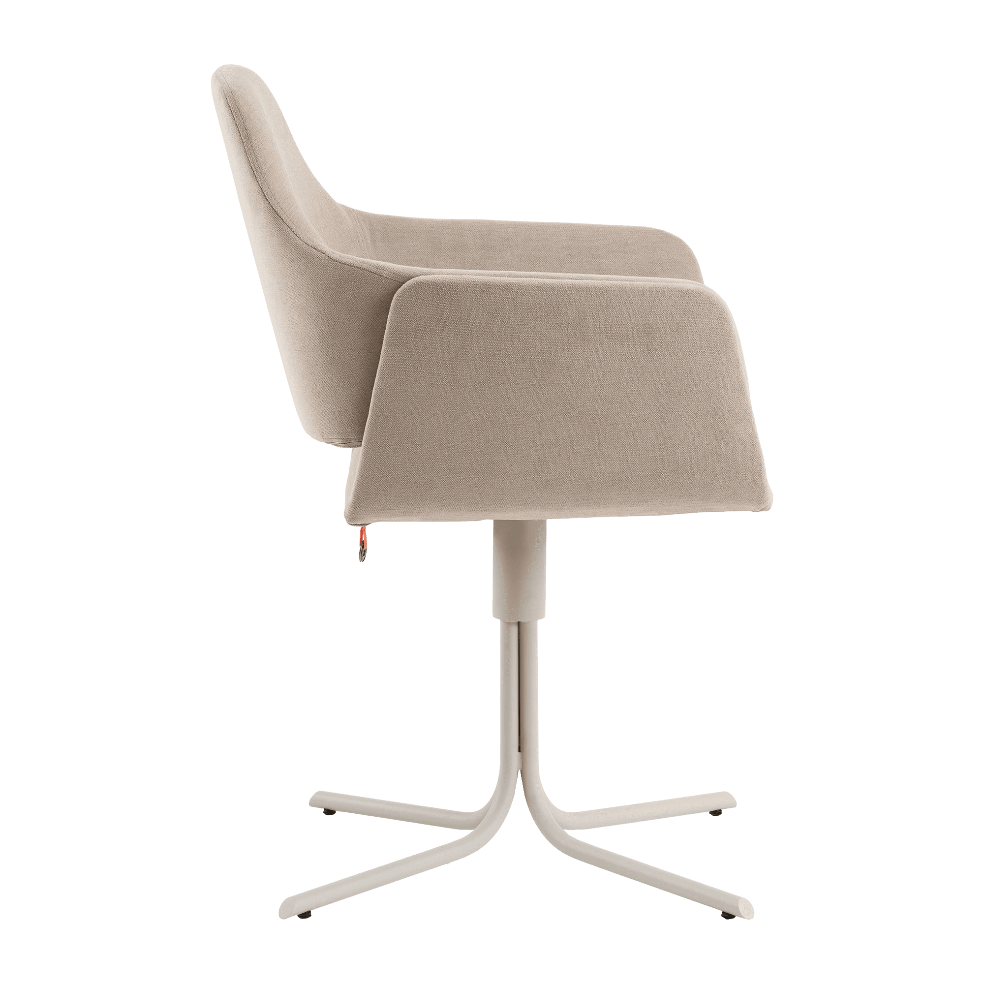 Der Mobitec Stuhl Lotus C0812 ist ein beigefarbener, gepolsterter Drehstuhl mit Armlehnen und einem Metallfuß, abgebildet in der Seitenansicht vor weißem Hintergrund. Der Mobitec Stuhl Lotus C0812 ist ein beigefarbener, gepolsterter Drehstuhl mit Armlehnen und einem Metallfuß, abgebildet in der Seitenansicht vor weißem Hintergrund.