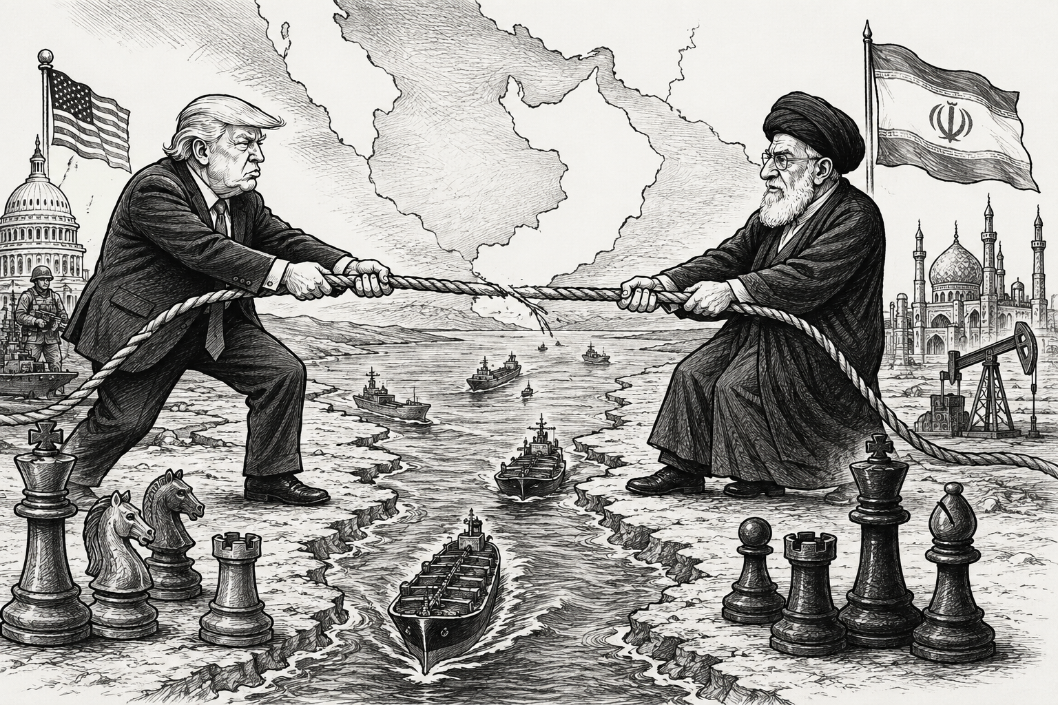Blog Post Image كان مضيق هرمز هو عقدة الحرب والتفاوض ولا يزال الأمر هو كذلك