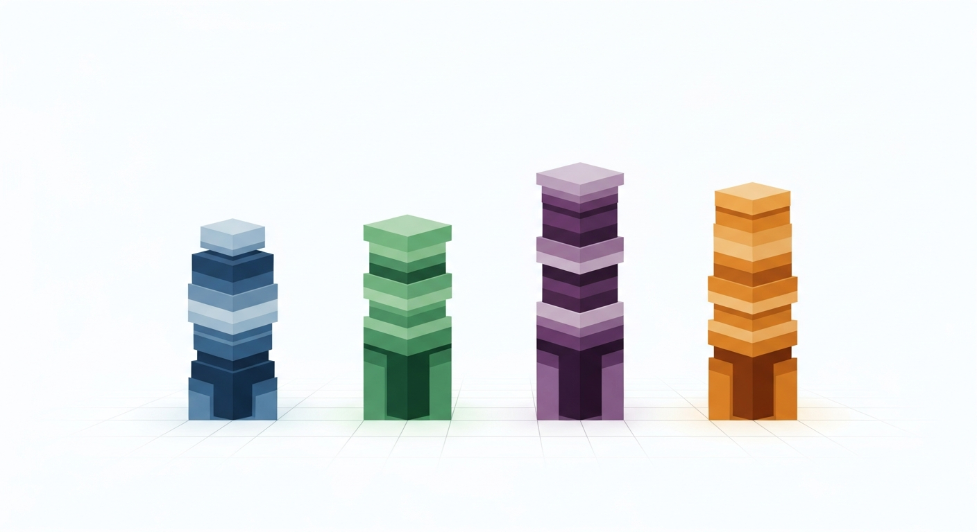 Abstract bar chart showing different citation signal strengths across AI platforms