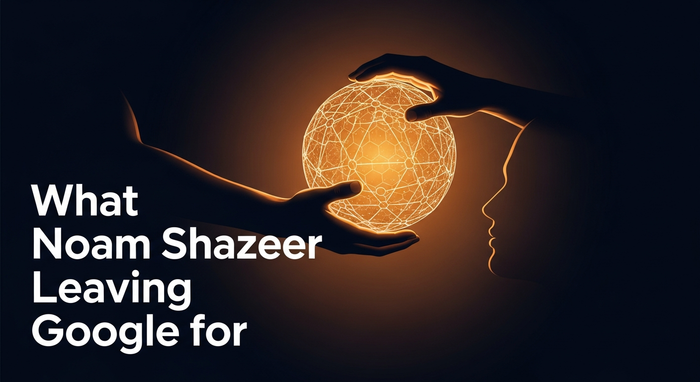A pair of hands carrying a glowing geometric sphere across a dark void