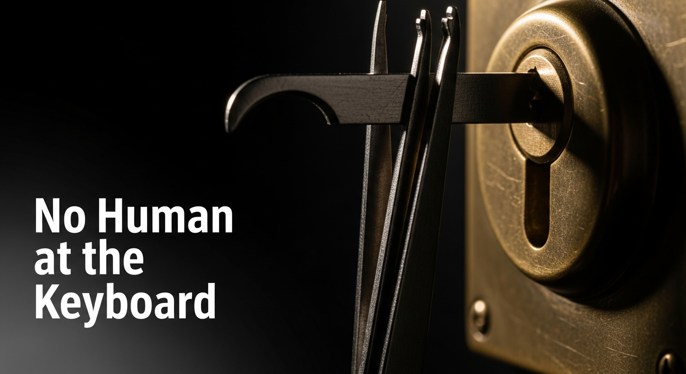 Close-up of precision lockpicks inserted into a brass deadbolt keyhole