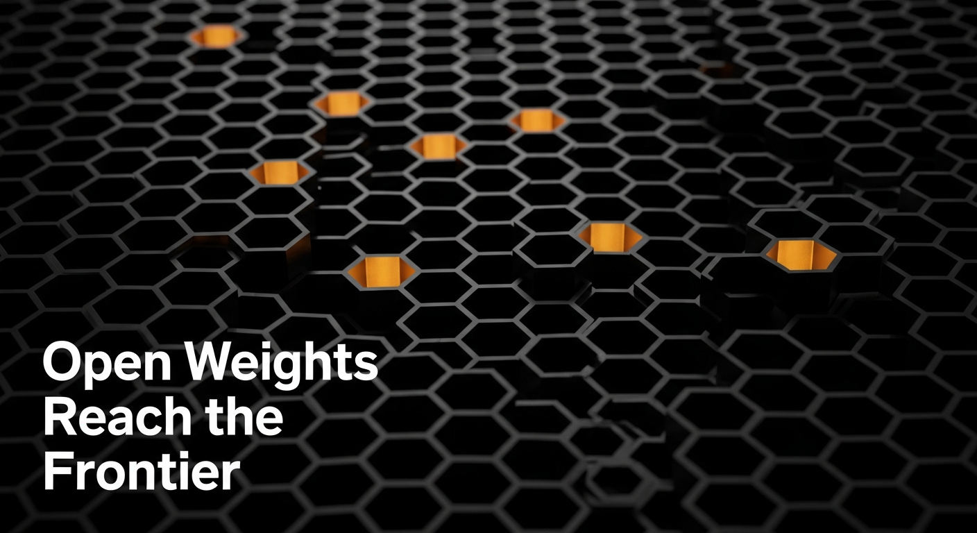 A dark honeycomb lattice with 16 cells glowing amber against a charcoal background, representing sparse expert activation