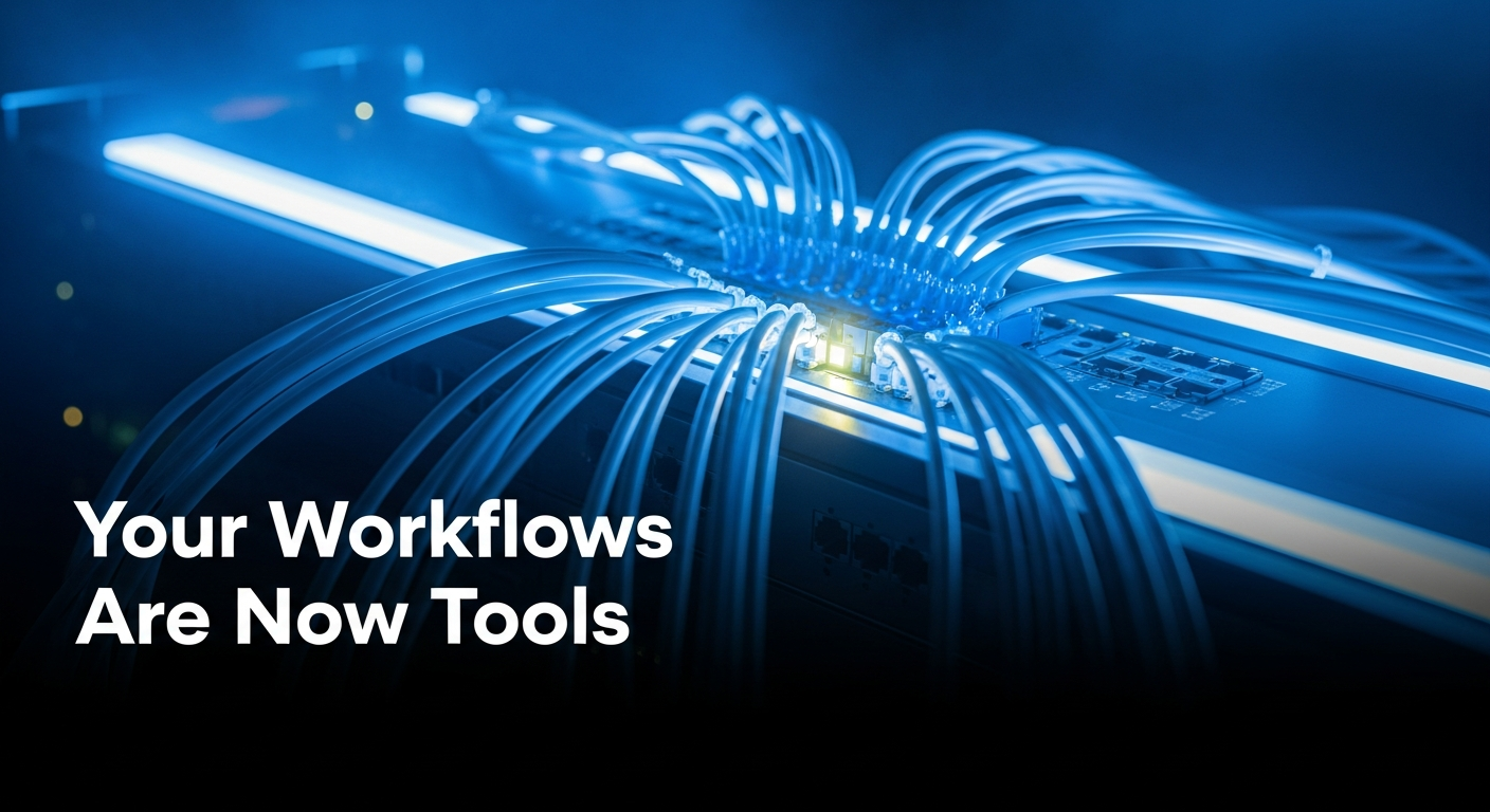 Network patch panel with glowing blue fiber-optic cables converging from multiple directions into a central hub port cluster in a dark server room
