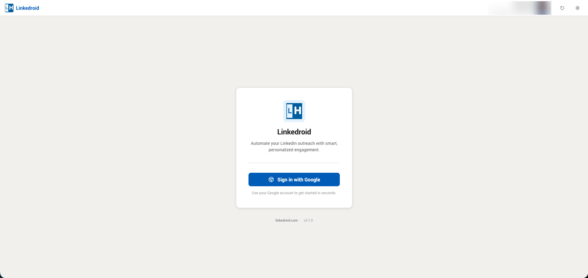 Linkedroid sign-in screen