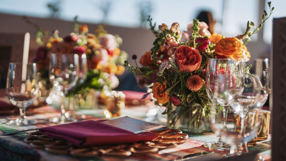 Dinner table setting for an event at Four Seasons Rancho Encantado