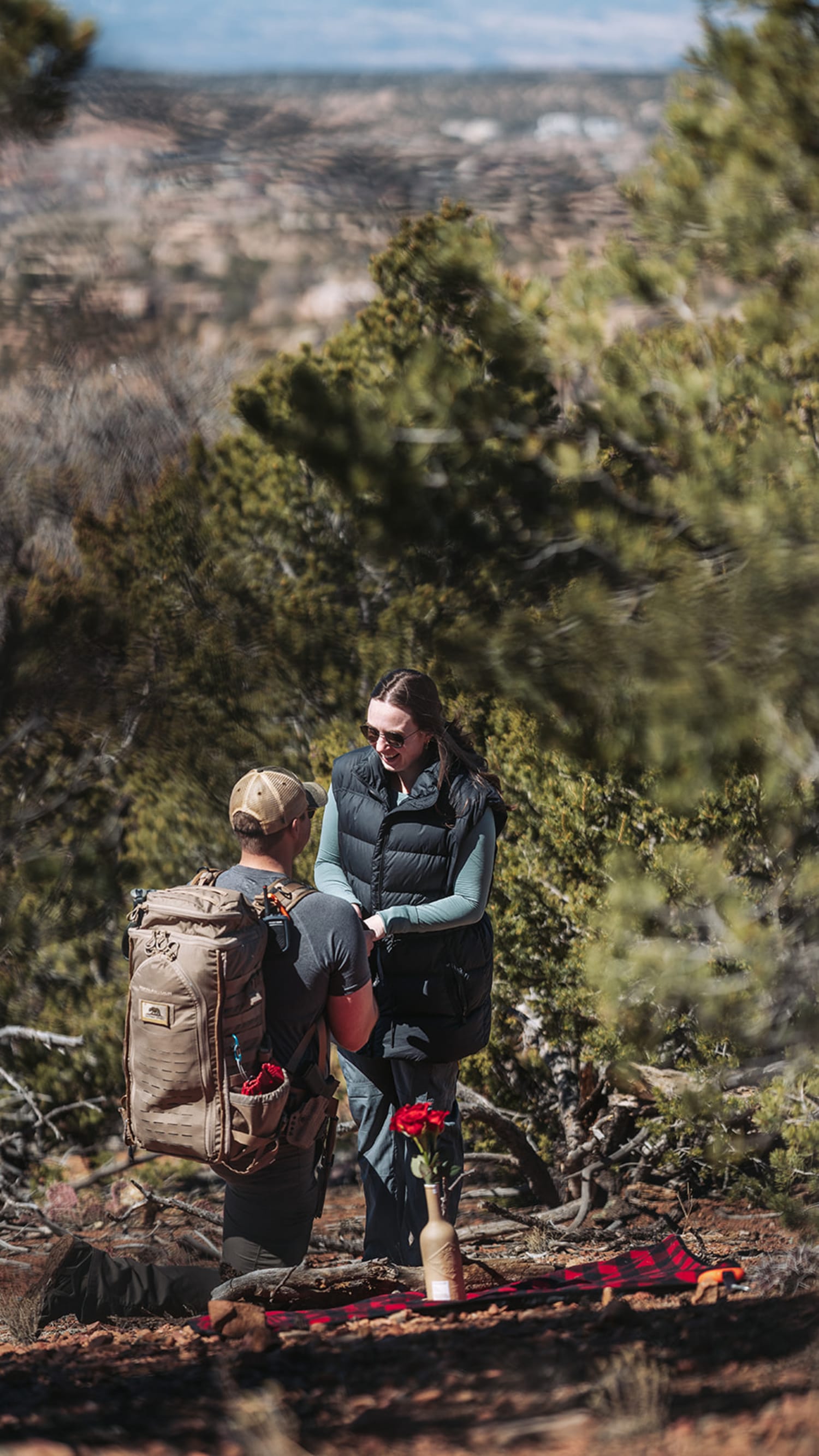 Couple portraits on a hiking trail in New Mexico — wild landscape photography