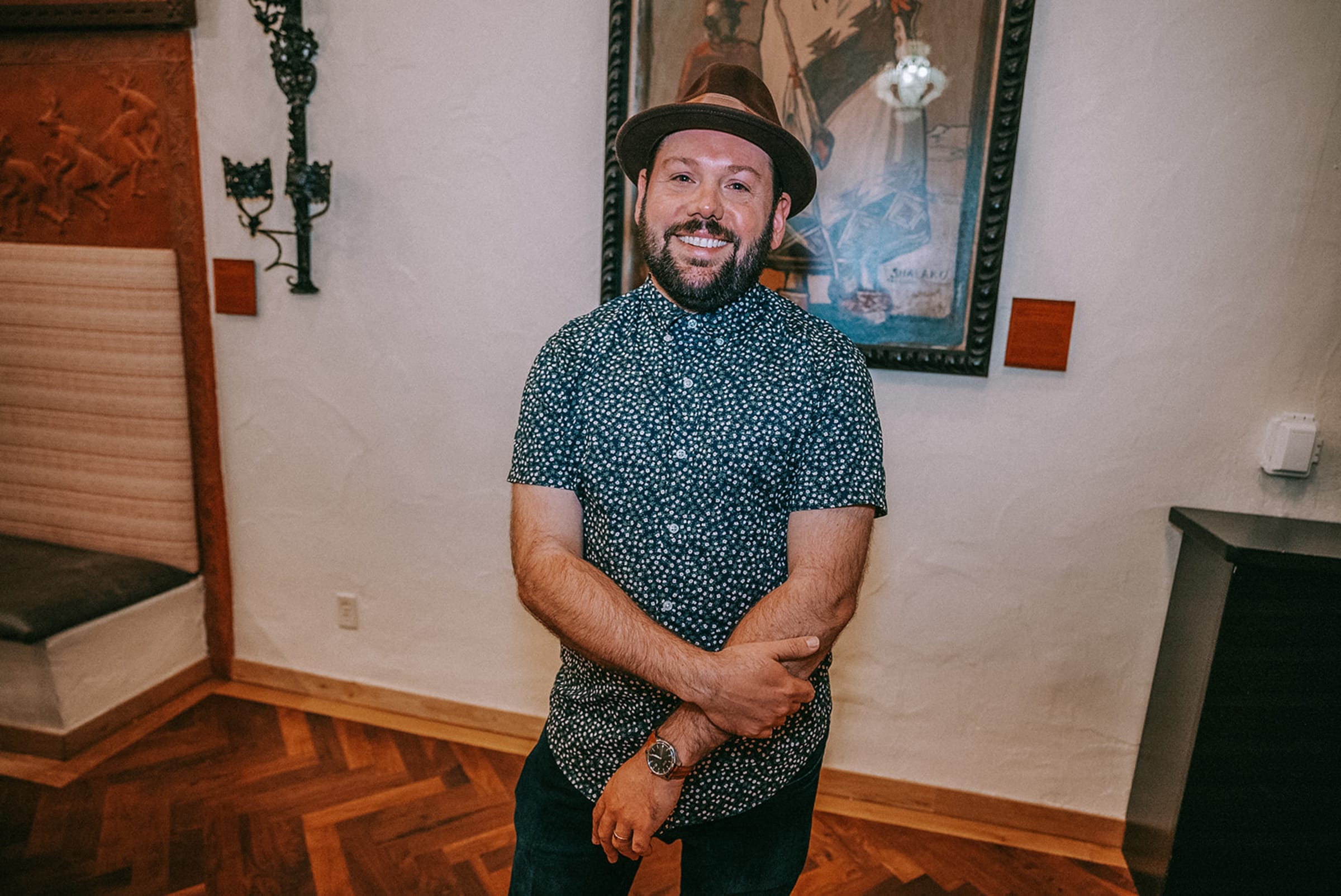Intimate wedding ceremony under the cottonwoods in Santa Fe, New Mexico
