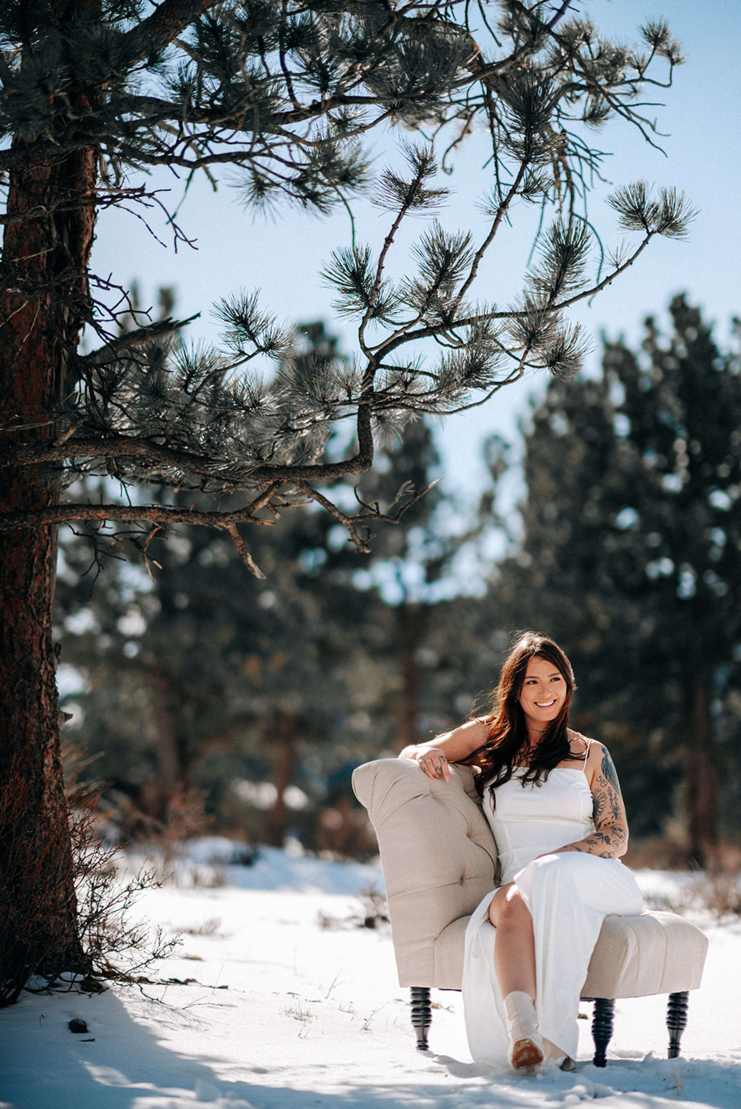 Mountain meadow bridal portrait