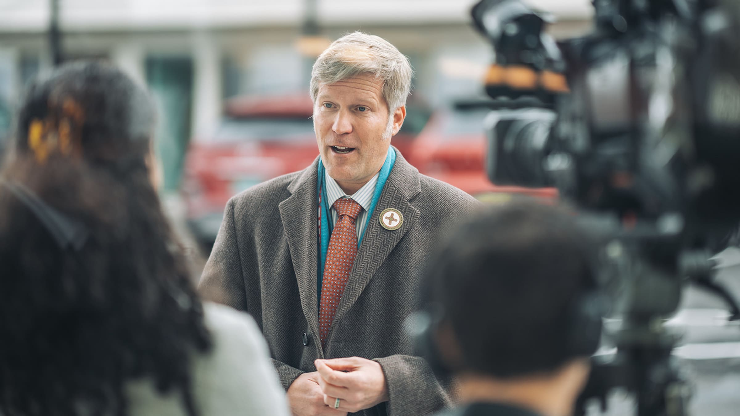 Speakers addressing the crowd during the ceremony